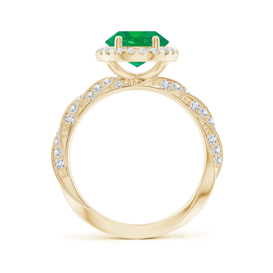 10x8mm AA Oval Emerald Halo Twisted Rope Shank Engagement Ring in Yellow Gold side 199