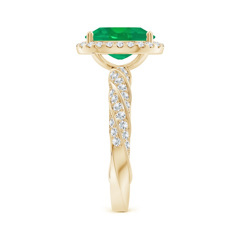 10x8mm AA Oval Emerald Halo Twisted Rope Shank Engagement Ring in Yellow Gold side 299