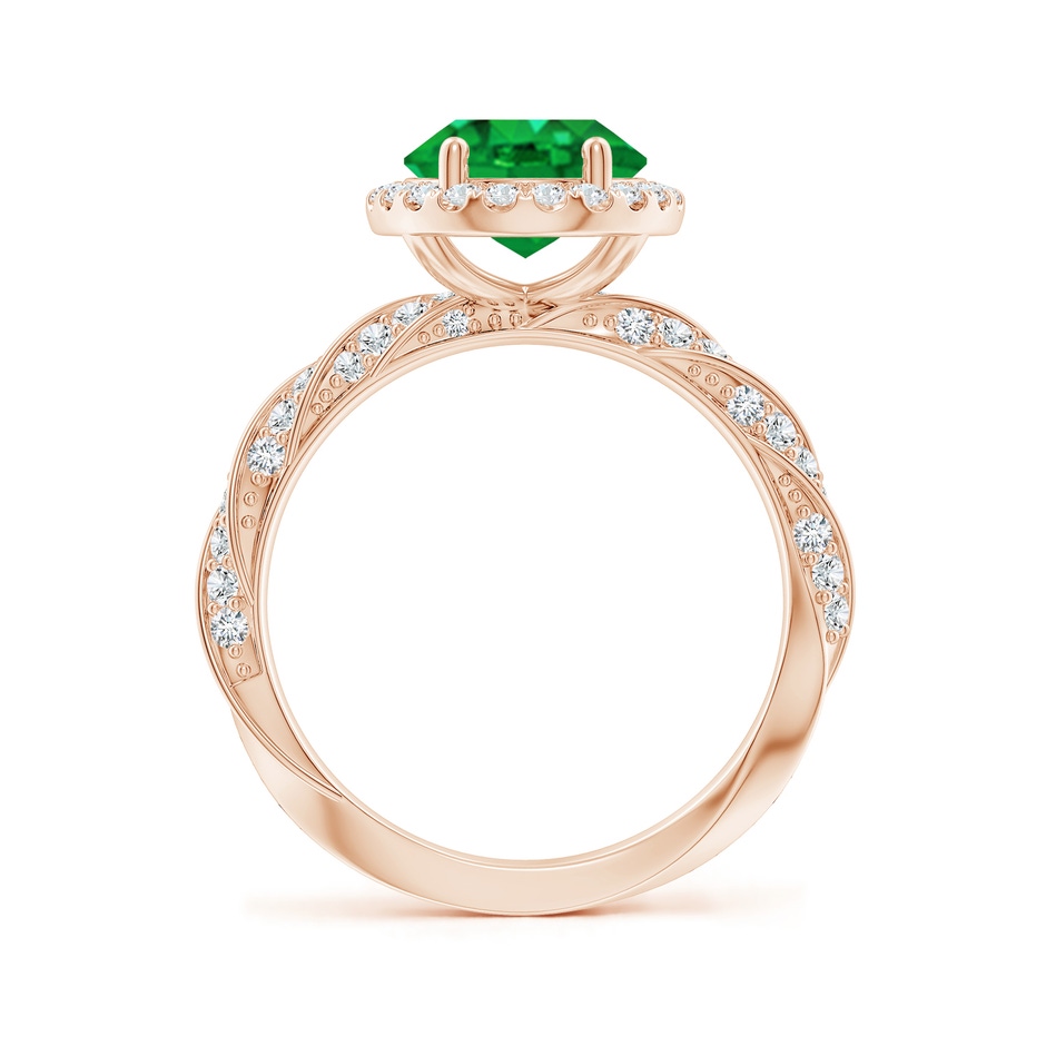 10x8mm AAA Oval Emerald Halo Twisted Rope Shank Engagement Ring in Rose Gold side 199