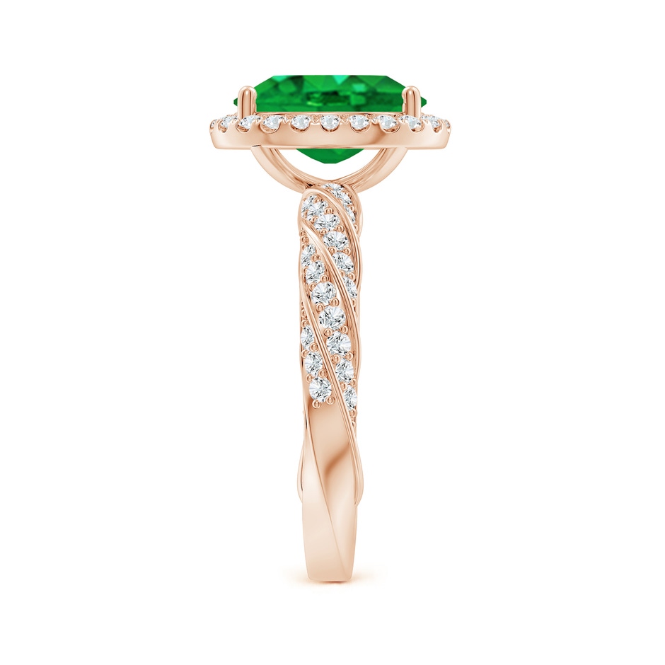 10x8mm AAA Oval Emerald Halo Twisted Rope Shank Engagement Ring in Rose Gold side 299