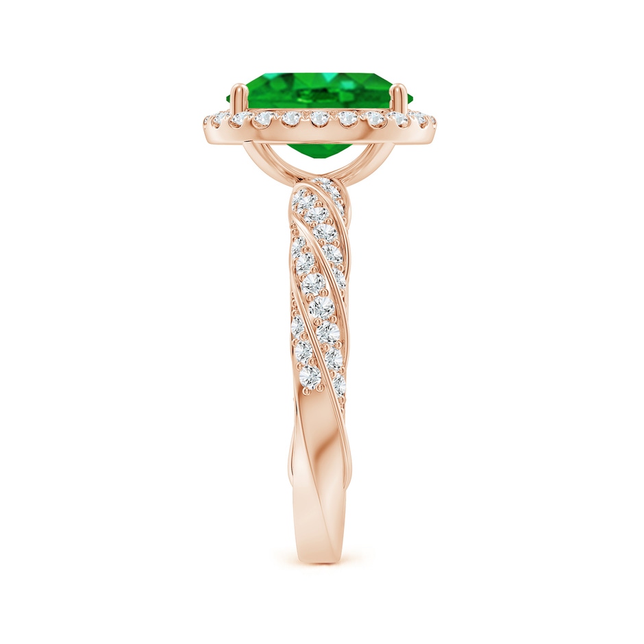 10x8mm AAAA Oval Emerald Halo Twisted Rope Shank Engagement Ring in 18K Rose Gold side 299