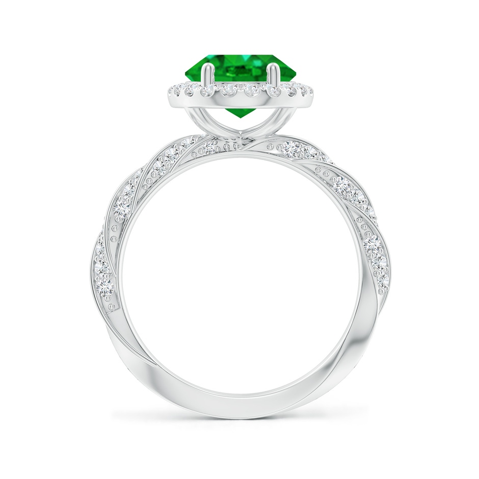 10x8mm AAAA Oval Emerald Halo Twisted Rope Shank Engagement Ring in P950 Platinum side 199