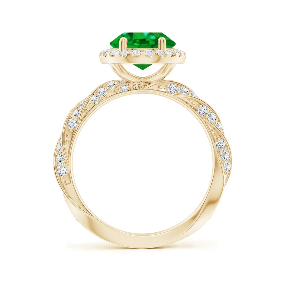 10x8mm AAAA Oval Emerald Halo Twisted Rope Shank Engagement Ring in Yellow Gold side 199