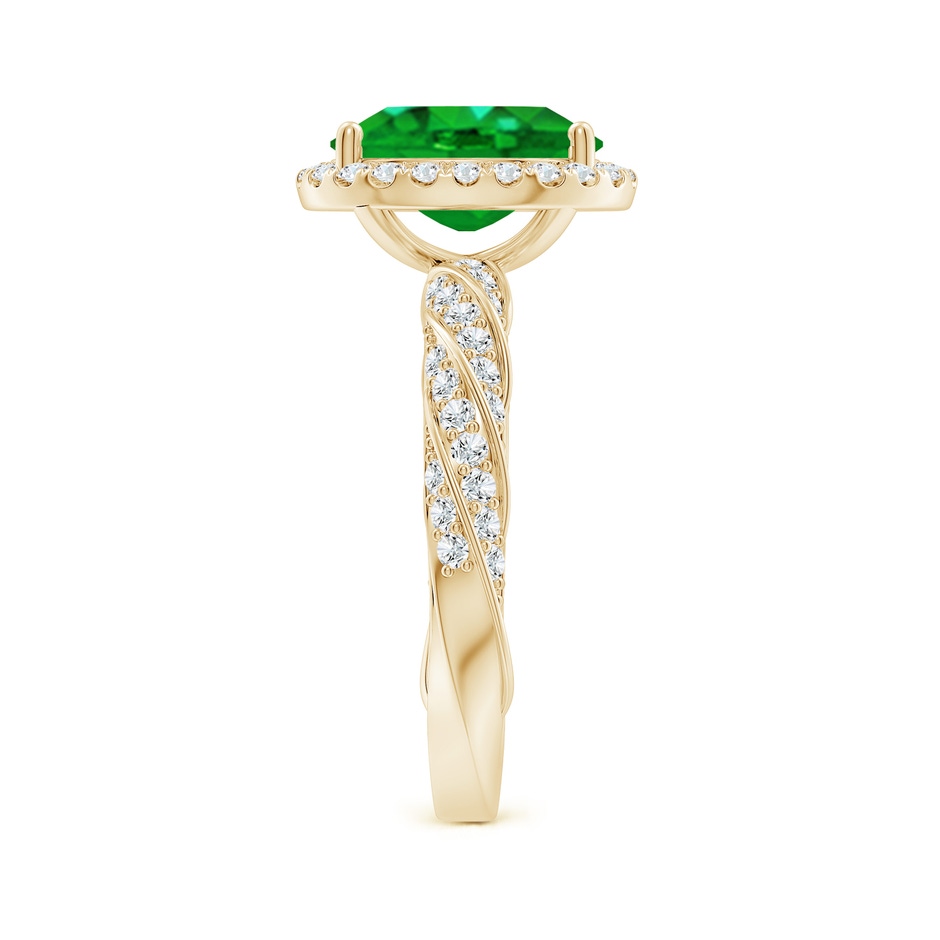 10x8mm AAAA Oval Emerald Halo Twisted Rope Shank Engagement Ring in Yellow Gold side 299