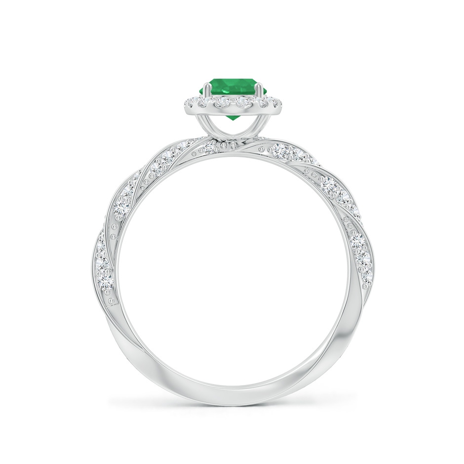 7x5mm A Oval Emerald Halo Twisted Rope Shank Engagement Ring in P950 Platinum side 199