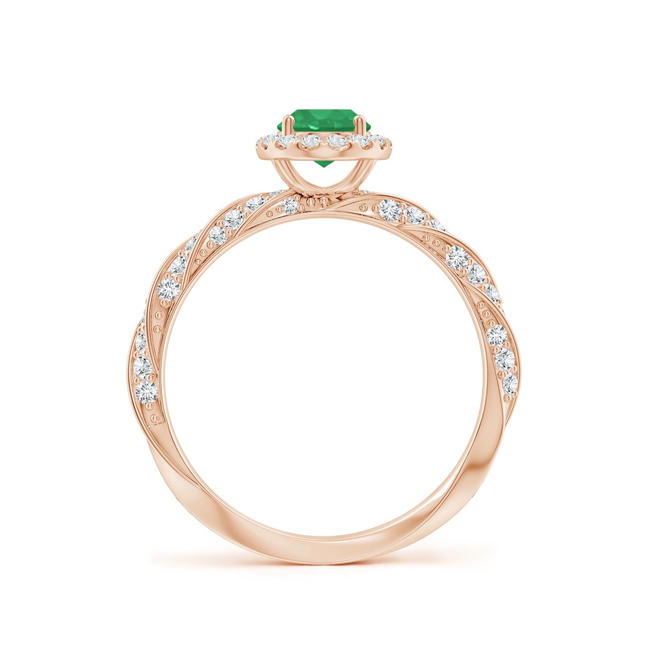 7x5mm A Oval Emerald Halo Twisted Rope Shank Engagement Ring in Rose Gold side 199