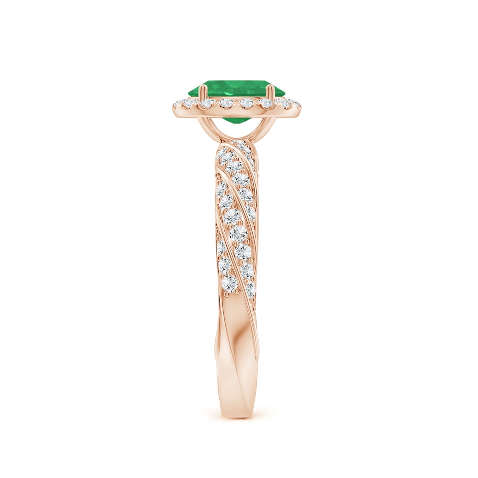 7x5mm A Oval Emerald Halo Twisted Rope Shank Engagement Ring in Rose Gold side 299