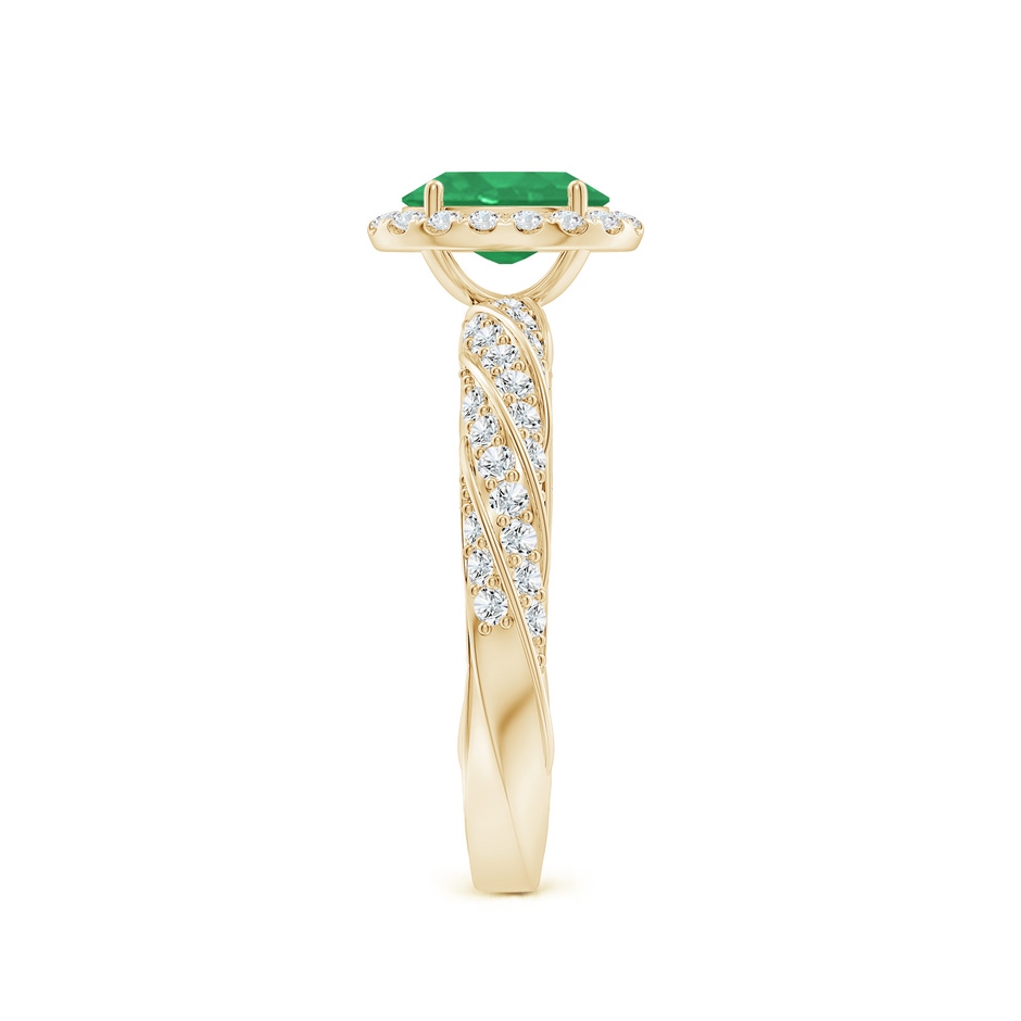 7x5mm A Oval Emerald Halo Twisted Rope Shank Engagement Ring in Yellow Gold side 299