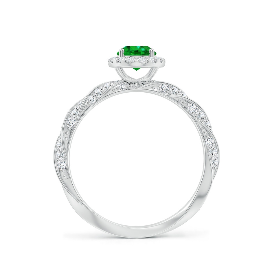 7x5mm AAAA Oval Emerald Halo Twisted Rope Shank Engagement Ring in P950 Platinum side 199