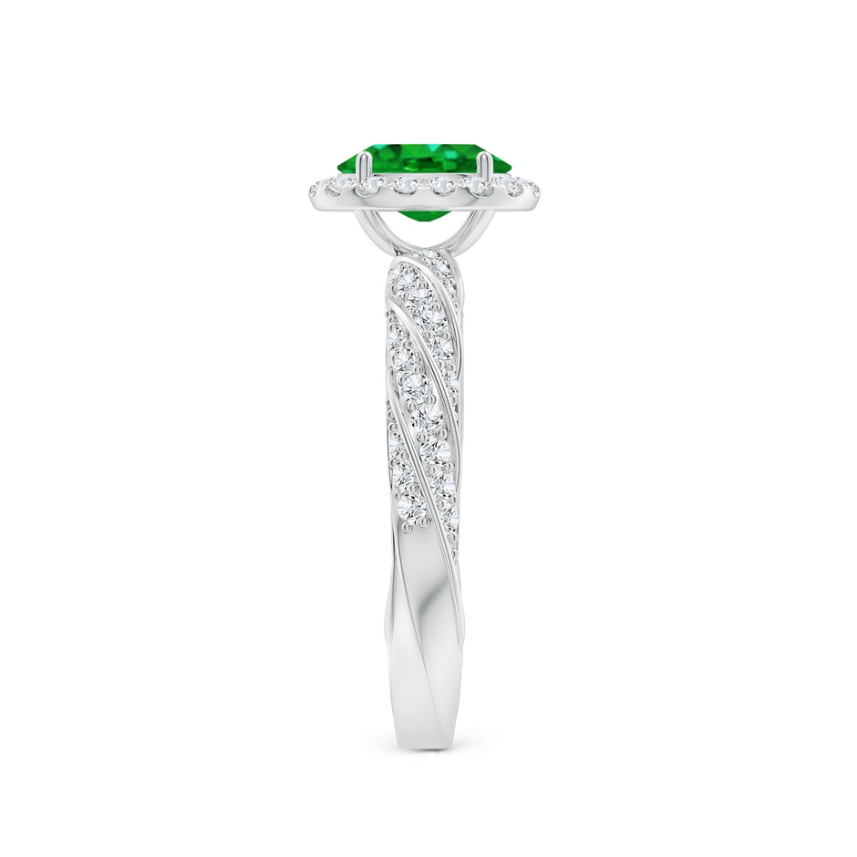 7x5mm AAAA Oval Emerald Halo Twisted Rope Shank Engagement Ring in P950 Platinum side 299