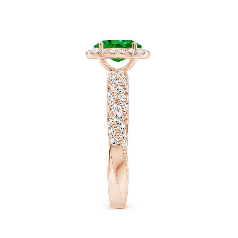 7x5mm AAAA Oval Emerald Halo Twisted Rope Shank Engagement Ring in Rose Gold side 299
