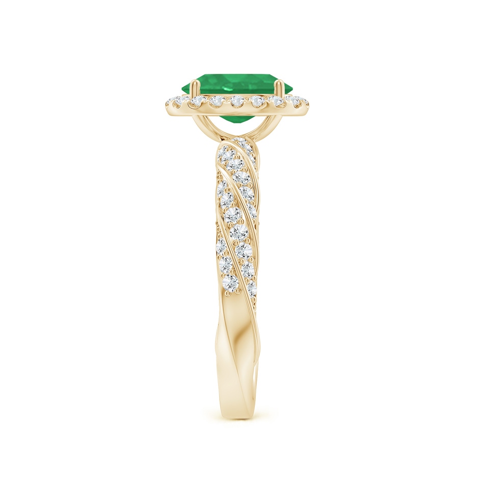 8x6mm A Oval Emerald Halo Twisted Rope Shank Engagement Ring in Yellow Gold side 299