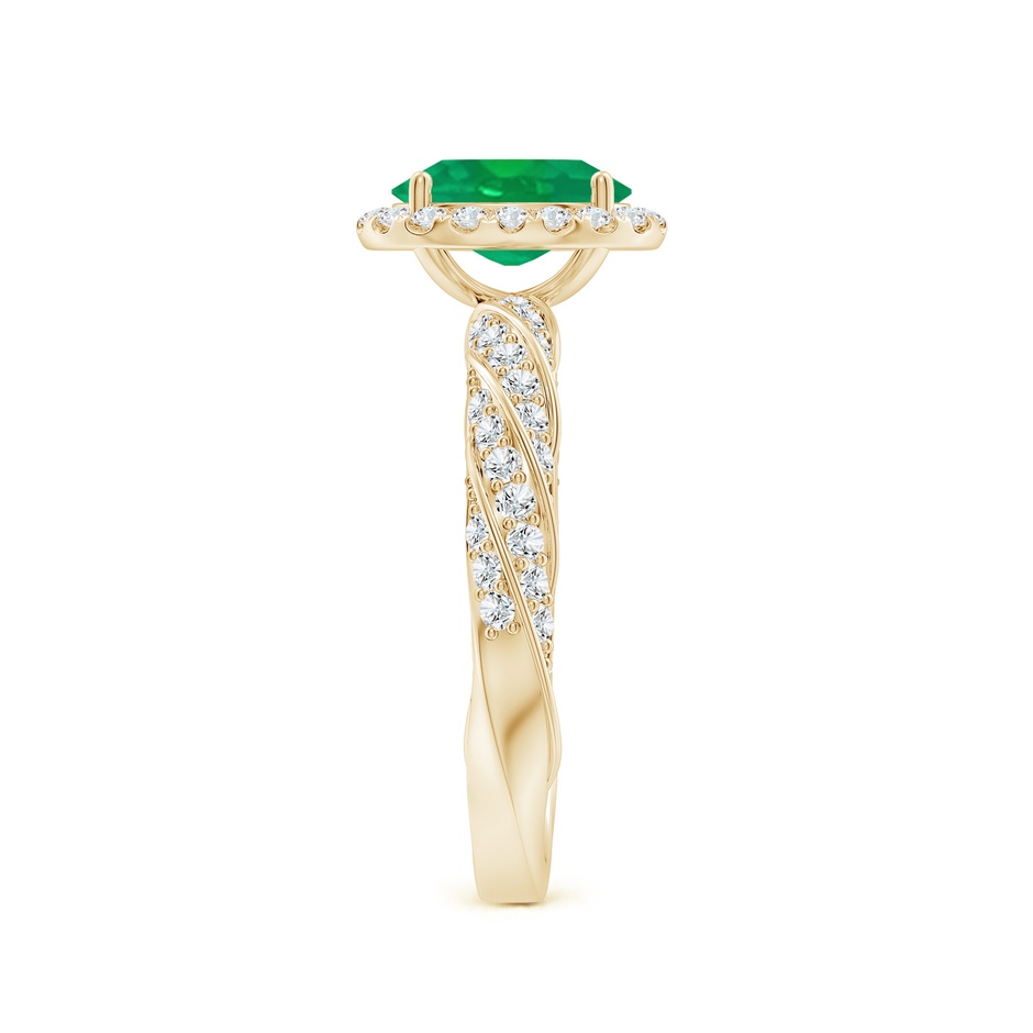 8x6mm AA Oval Emerald Halo Twisted Rope Shank Engagement Ring in Yellow Gold side 299
