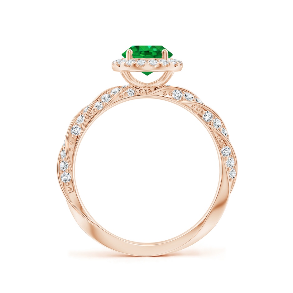 8x6mm AAA Oval Emerald Halo Twisted Rope Shank Engagement Ring in Rose Gold side 199