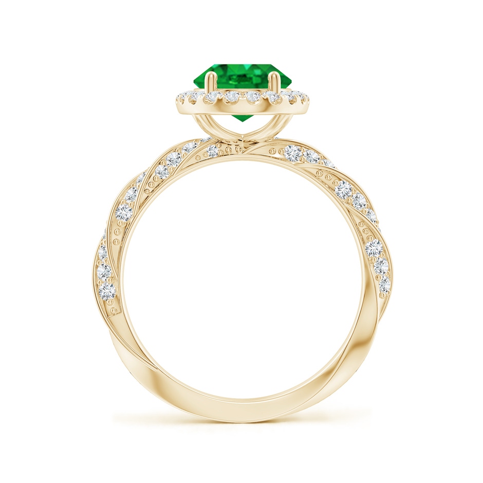 9x7mm AAA Oval Emerald Halo Twisted Rope Shank Engagement Ring in Yellow Gold side 199