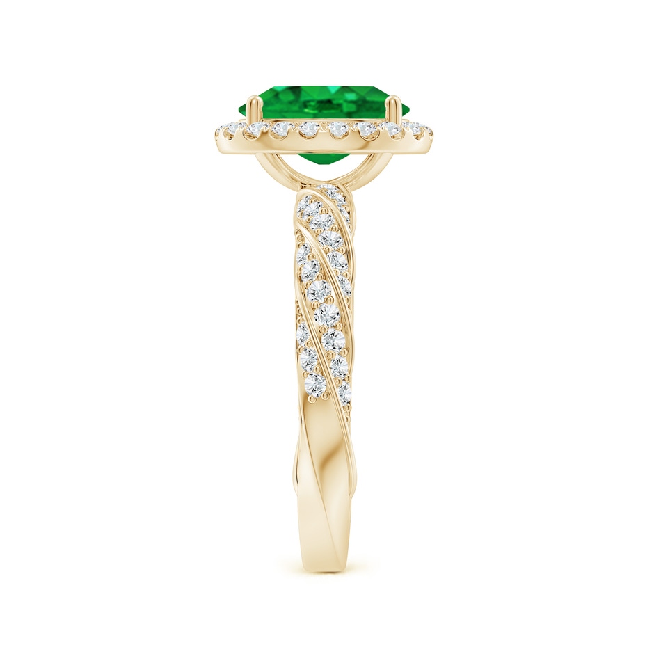 9x7mm AAA Oval Emerald Halo Twisted Rope Shank Engagement Ring in Yellow Gold side 299