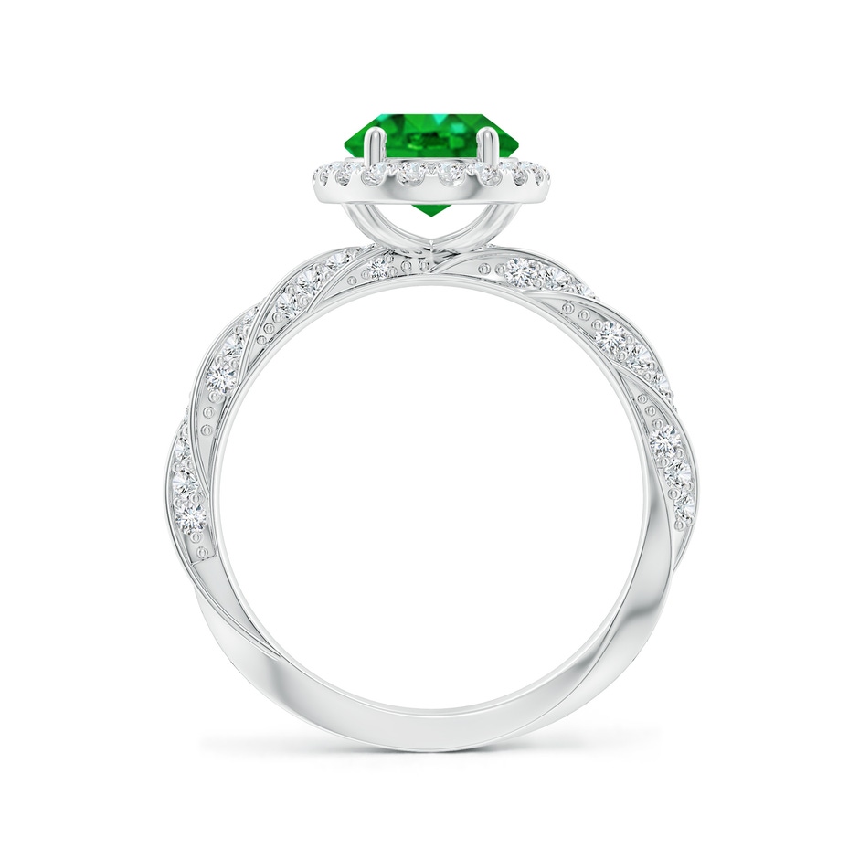 9x7mm AAAA Oval Emerald Halo Twisted Rope Shank Engagement Ring in P950 Platinum side 199