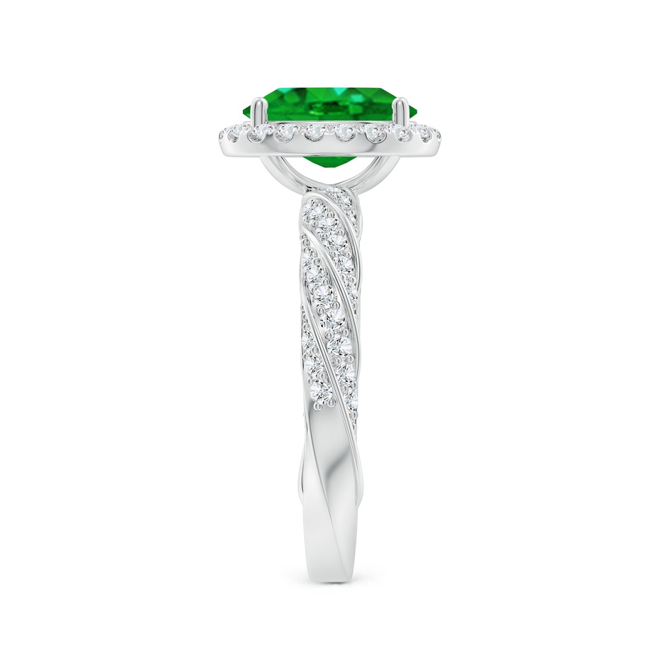 9x7mm AAAA Oval Emerald Halo Twisted Rope Shank Engagement Ring in P950 Platinum side 299