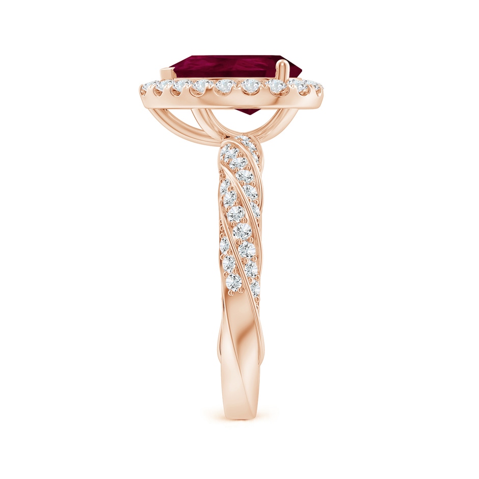 10x8mm A Pear Ruby Halo Twisted Rope Shank Engagement Ring in 18K Rose Gold side 299