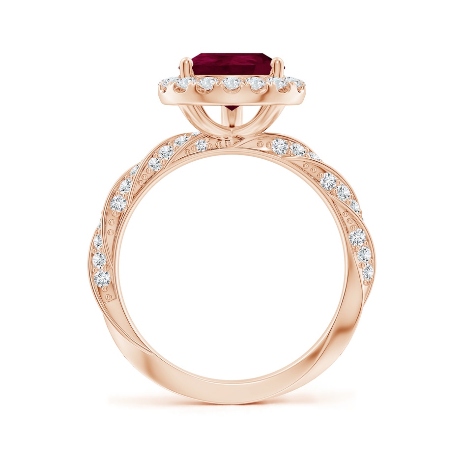 10x8mm A Pear Ruby Halo Twisted Rope Shank Engagement Ring in Rose Gold side 199