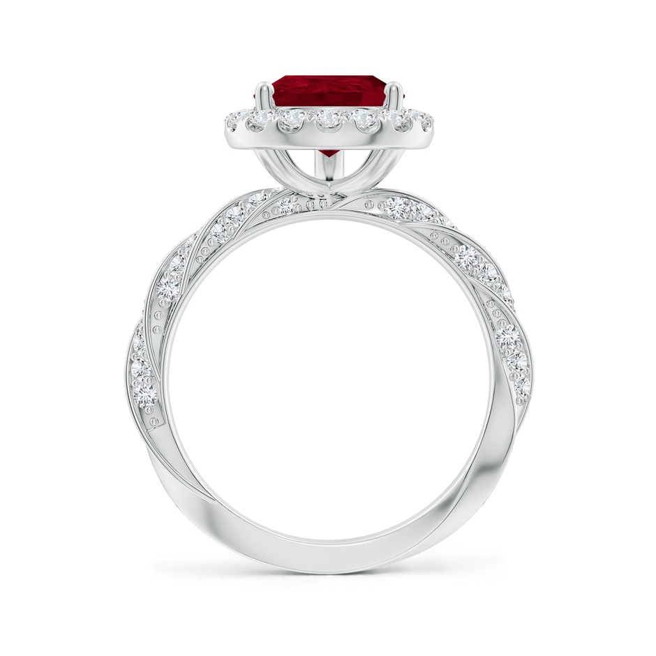 10x8mm AA Pear Ruby Halo Twisted Rope Shank Engagement Ring in P950 Platinum side 199