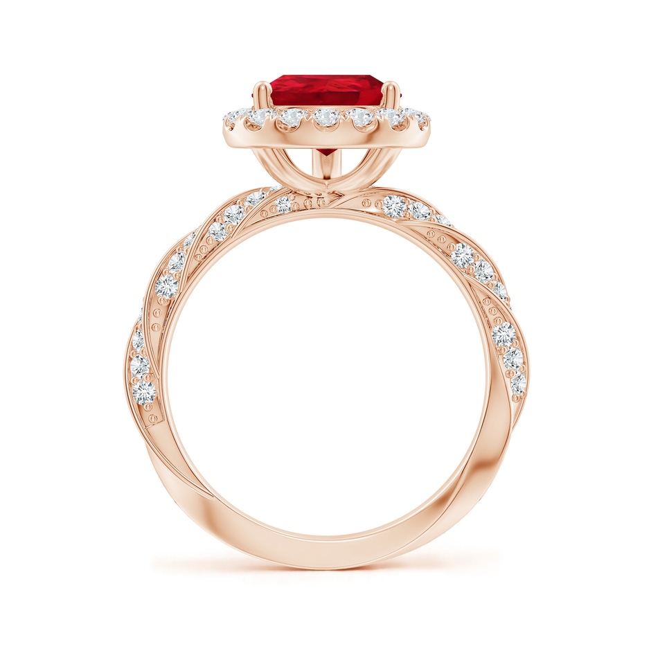 10x8mm AAA Pear Ruby Halo Twisted Rope Shank Engagement Ring in Rose Gold side 199