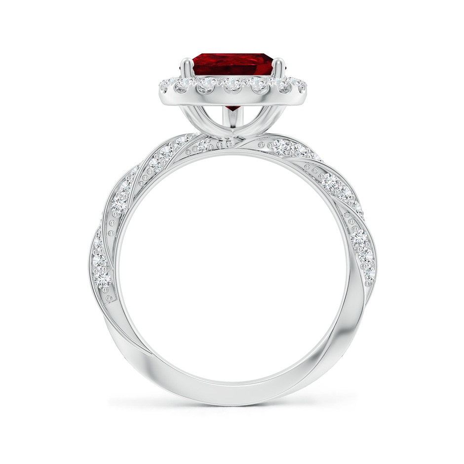 10x8mm AAAA Pear Ruby Halo Twisted Rope Shank Engagement Ring in P950 Platinum side 199