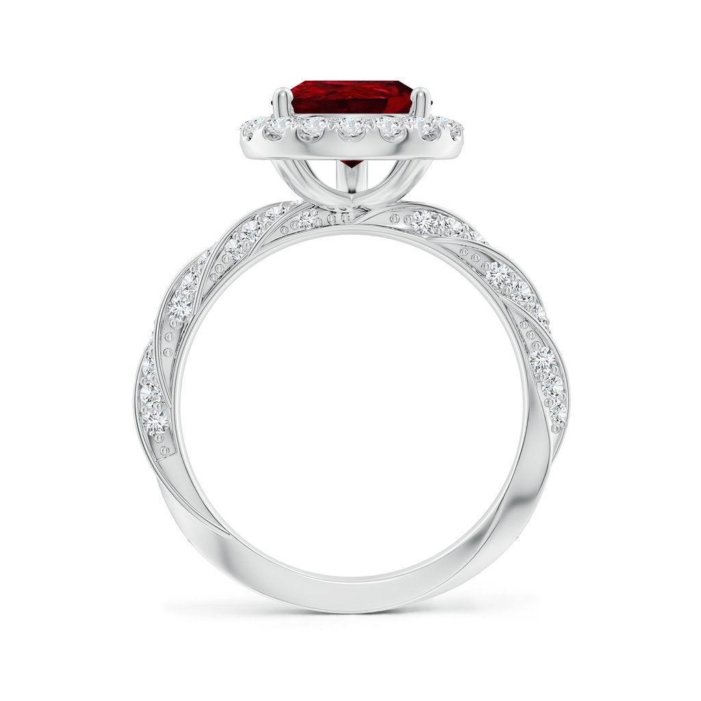 10x8mm AAAA Pear Ruby Halo Twisted Rope Shank Engagement Ring in White Gold - side 199