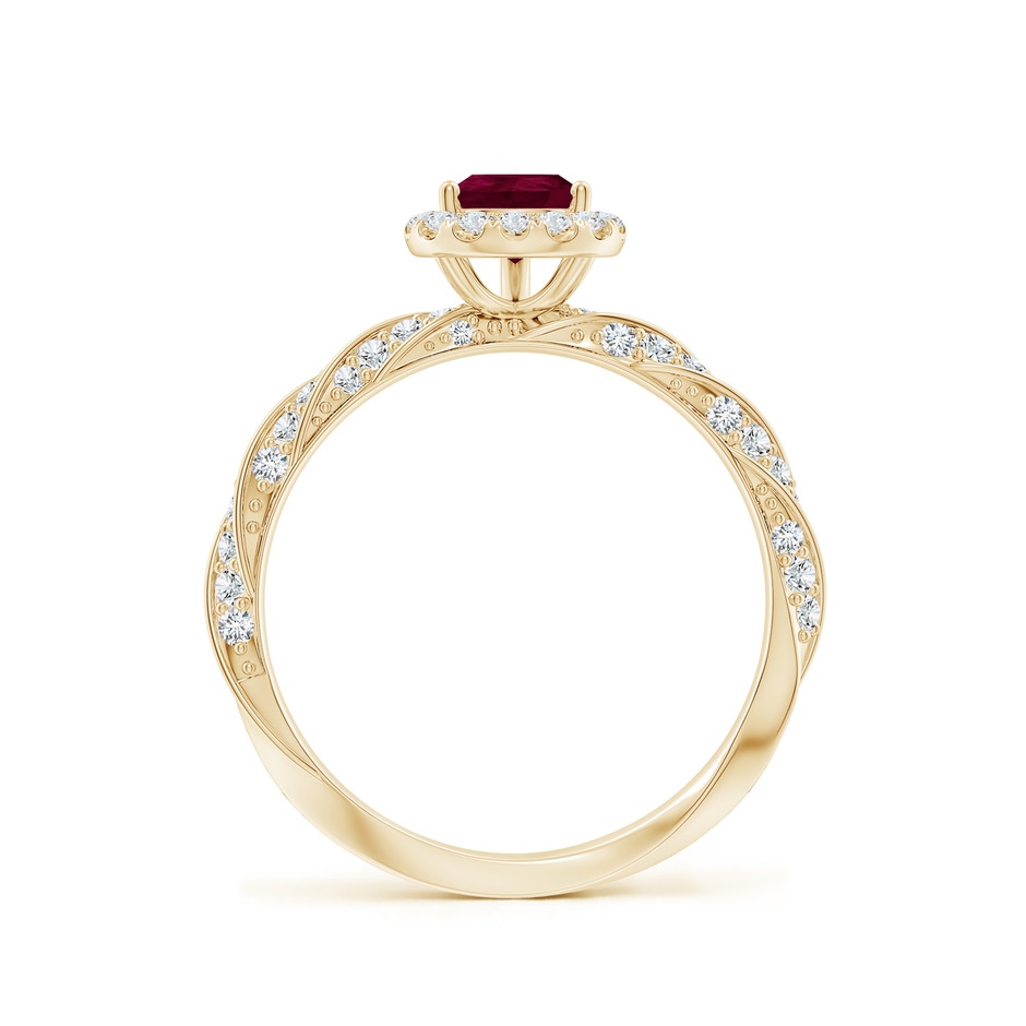 7x5mm A Pear Ruby Halo Twisted Rope Shank Engagement Ring in Yellow Gold side 199