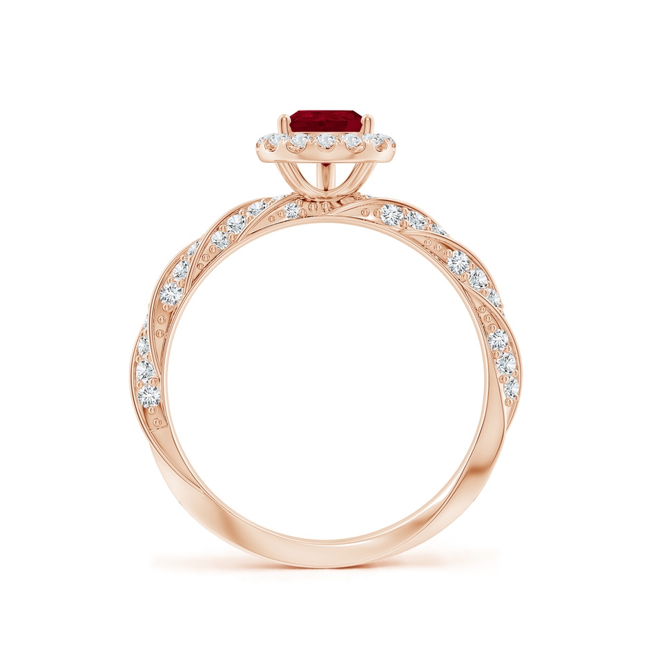 7x5mm AA Pear Ruby Halo Twisted Rope Shank Engagement Ring in Rose Gold side 199