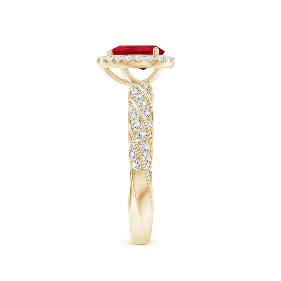 7x5mm AAA Pear Ruby Halo Twisted Rope Shank Engagement Ring in 18K Yellow Gold side 299