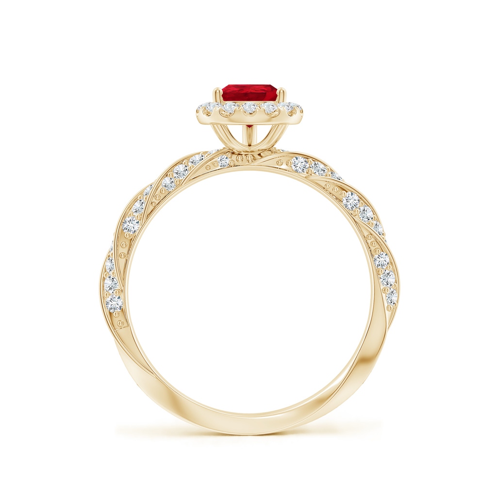 7x5mm AAA Pear Ruby Halo Twisted Rope Shank Engagement Ring in Yellow Gold - side 199