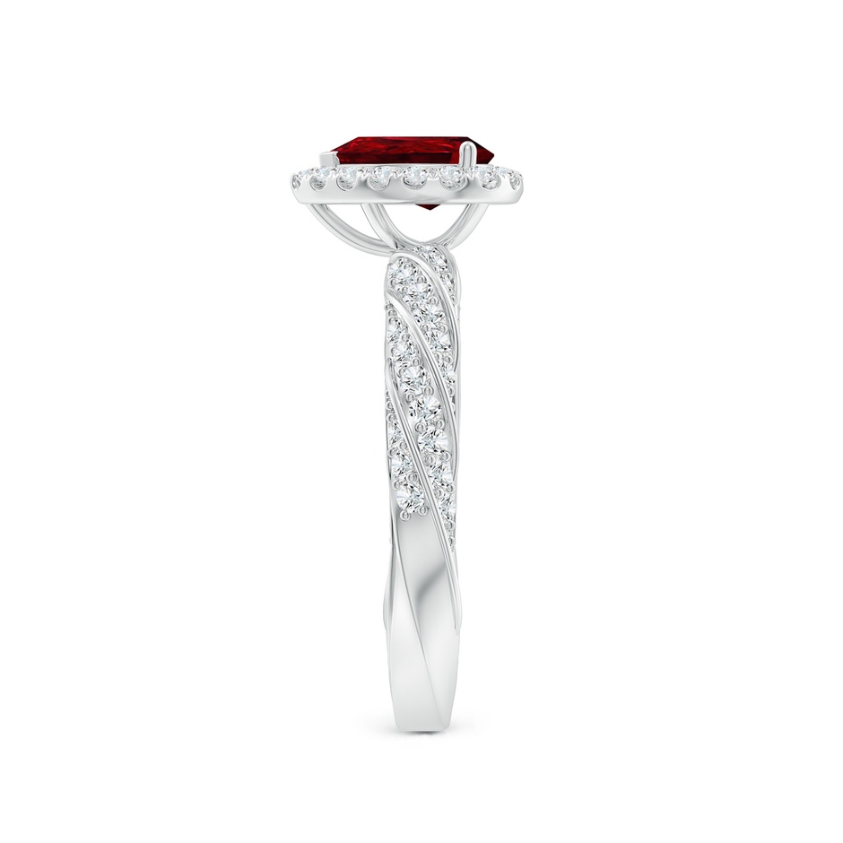 7x5mm AAAA Pear Ruby Halo Twisted Rope Shank Engagement Ring in White Gold side 299