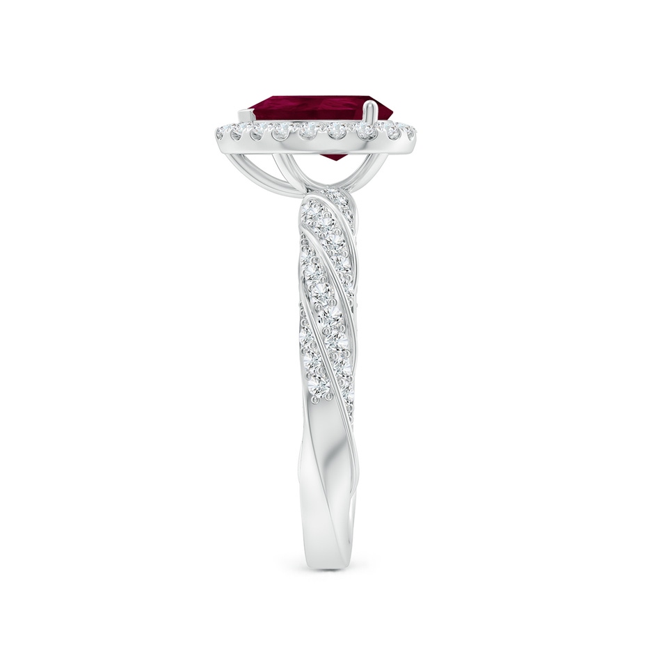 8x6mm A Pear Ruby Halo Twisted Rope Shank Engagement Ring in White Gold side 299