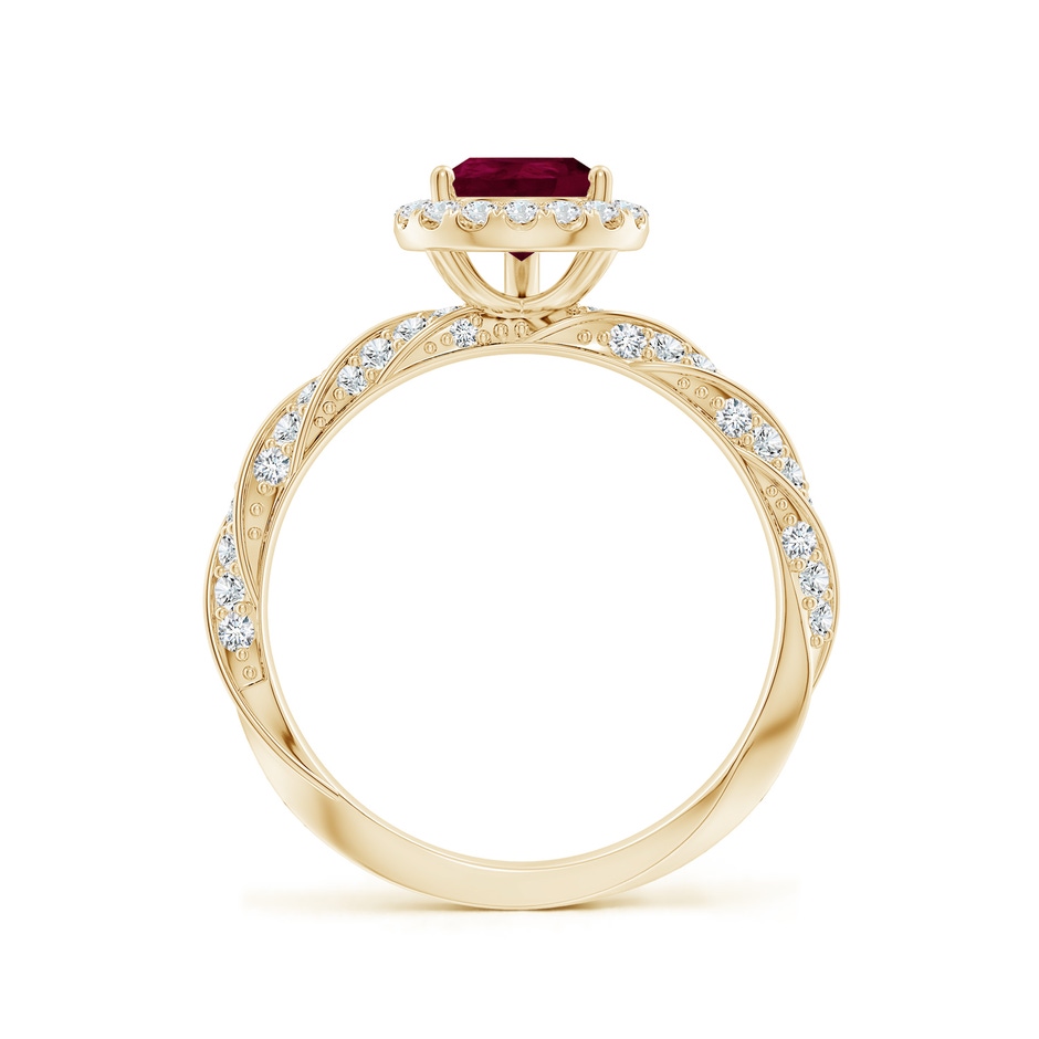 8x6mm A Pear Ruby Halo Twisted Rope Shank Engagement Ring in Yellow Gold side 199