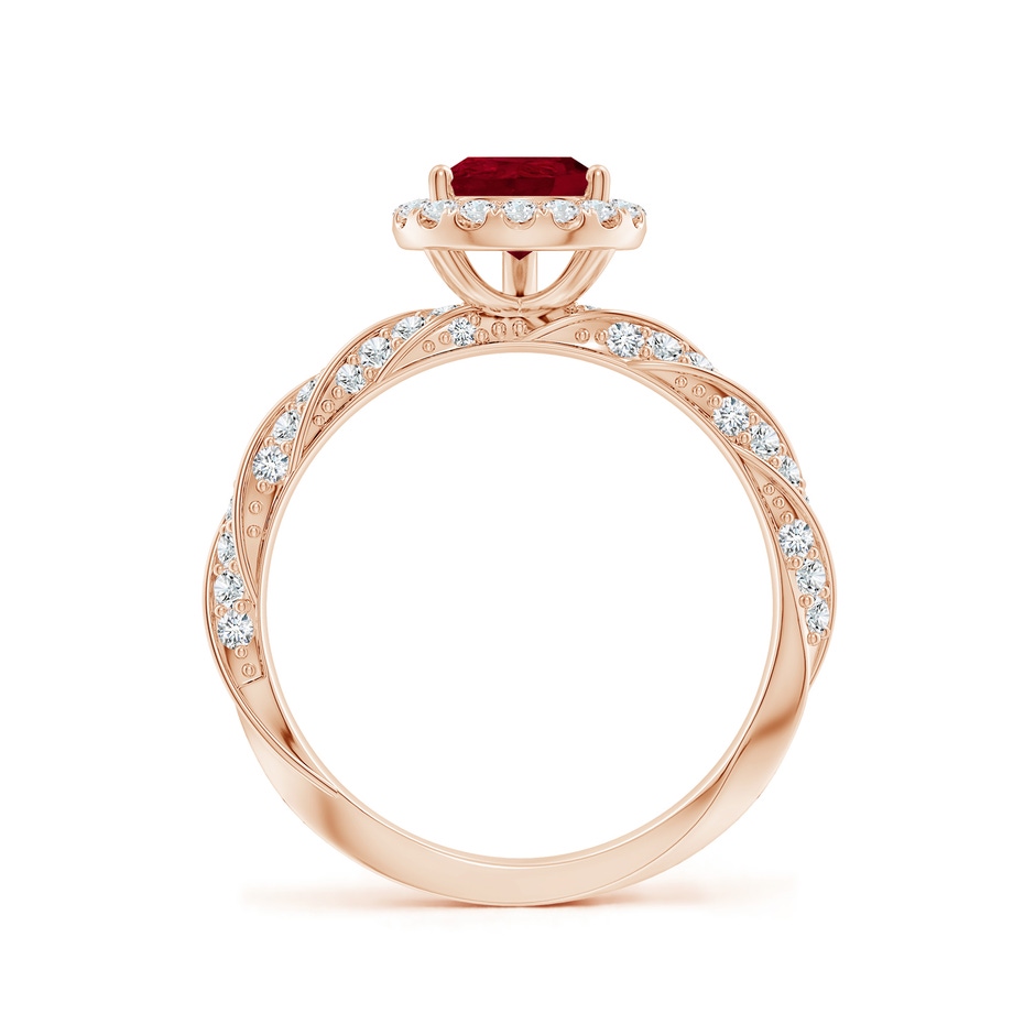 8x6mm AA Pear Ruby Halo Twisted Rope Shank Engagement Ring in Rose Gold side 199