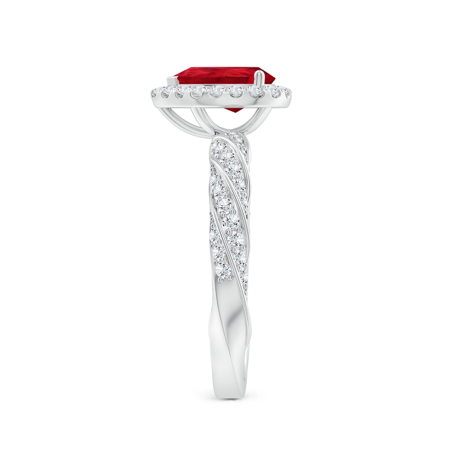 8x6mm AAA Pear Ruby Halo Twisted Rope Shank Engagement Ring in P950 Platinum side 299