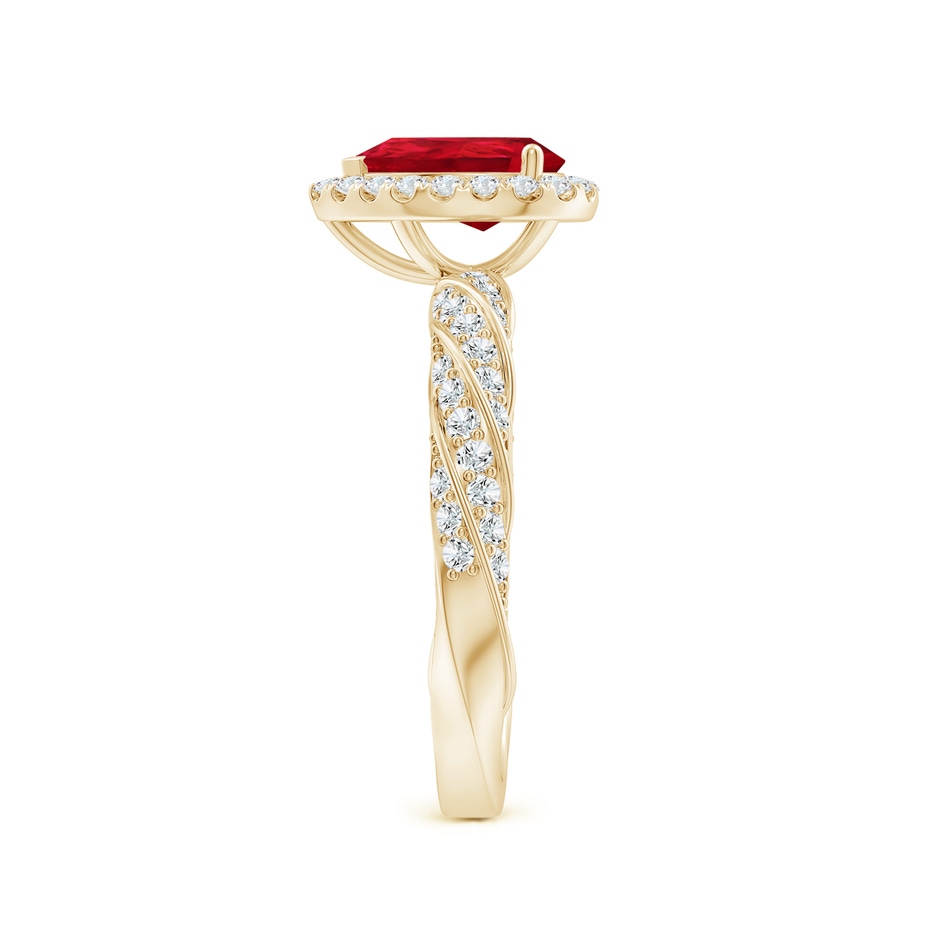 8x6mm AAA Pear Ruby Halo Twisted Rope Shank Engagement Ring in Yellow Gold side 299