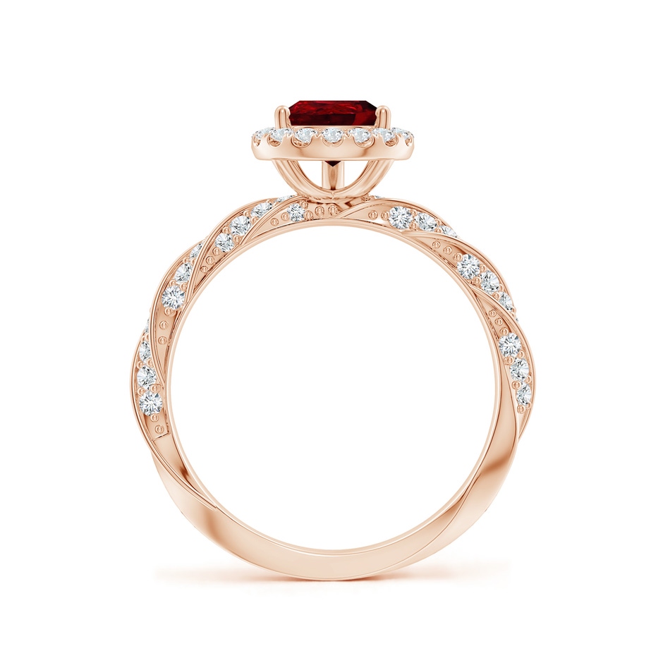 8x6mm AAAA Pear Ruby Halo Twisted Rope Shank Engagement Ring in 18K Rose Gold side 199