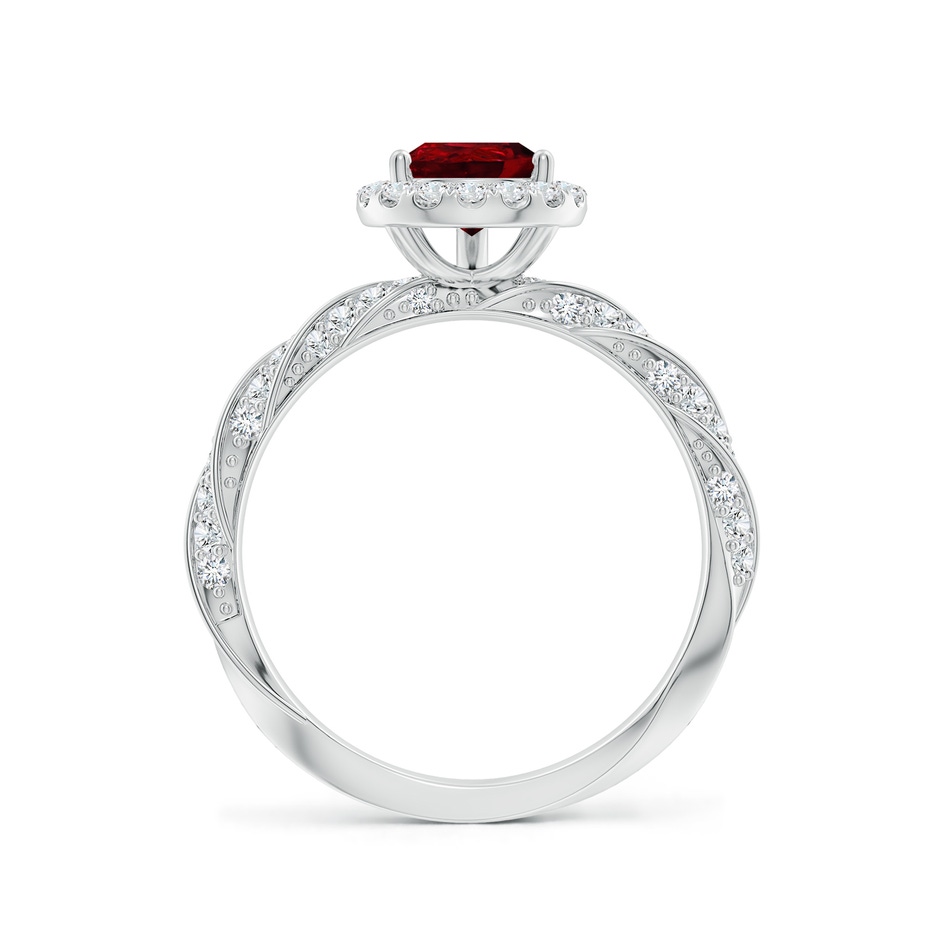 8x6mm AAAA Pear Ruby Halo Twisted Rope Shank Engagement Ring in P950 Platinum side 199