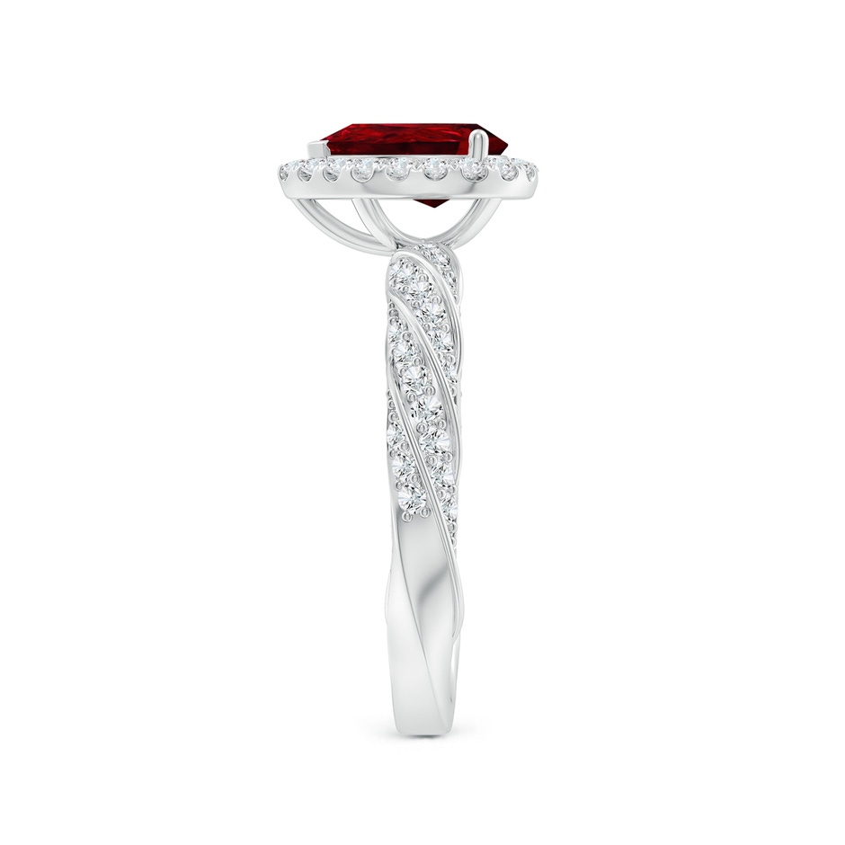 8x6mm AAAA Pear Ruby Halo Twisted Rope Shank Engagement Ring in P950 Platinum side 299