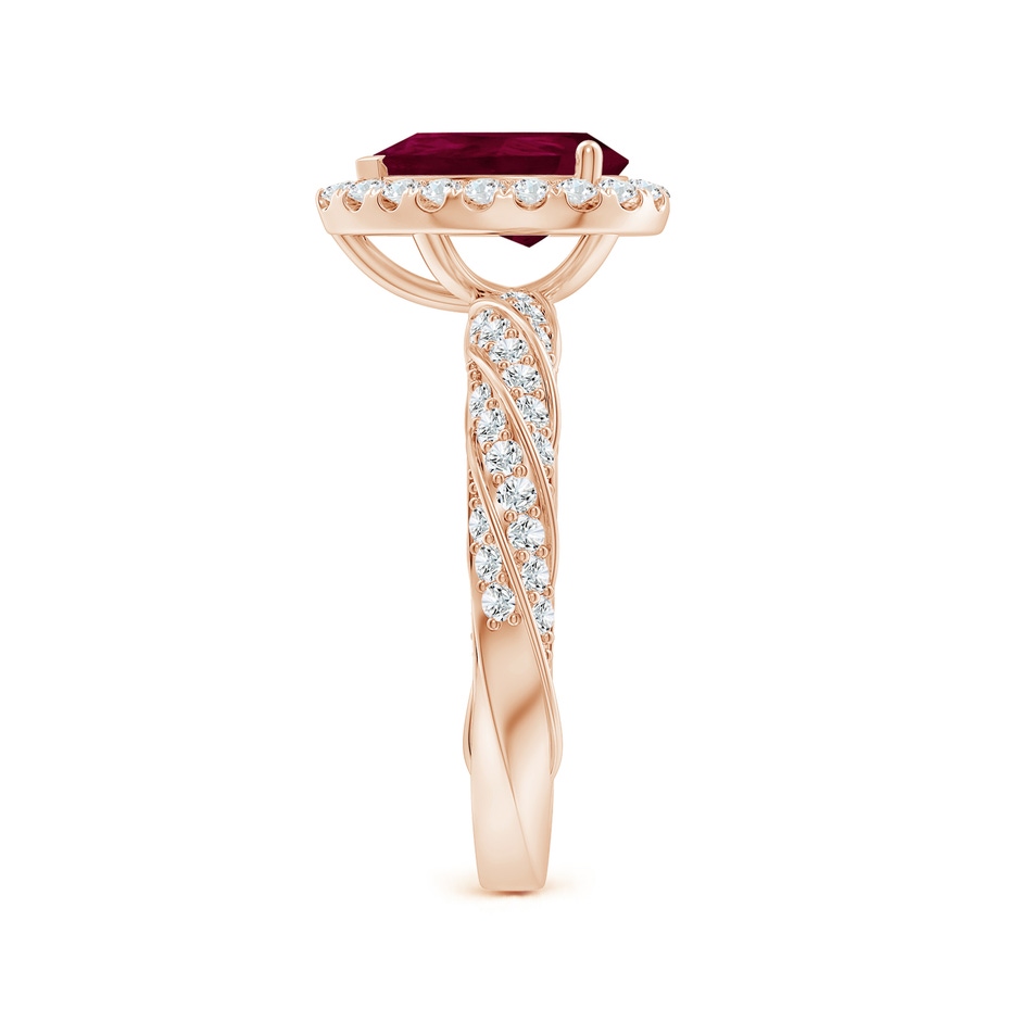 9x7mm A Pear Ruby Halo Twisted Rope Shank Engagement Ring in Rose Gold side 299