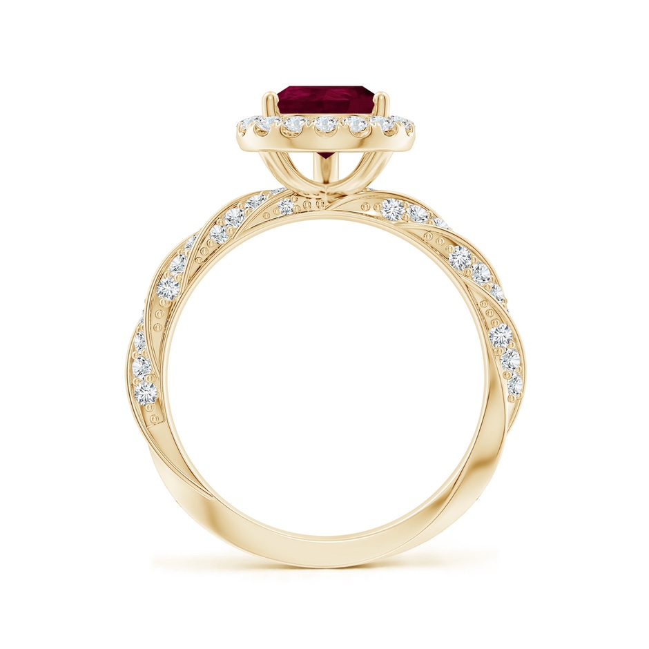 9x7mm A Pear Ruby Halo Twisted Rope Shank Engagement Ring in Yellow Gold side 199