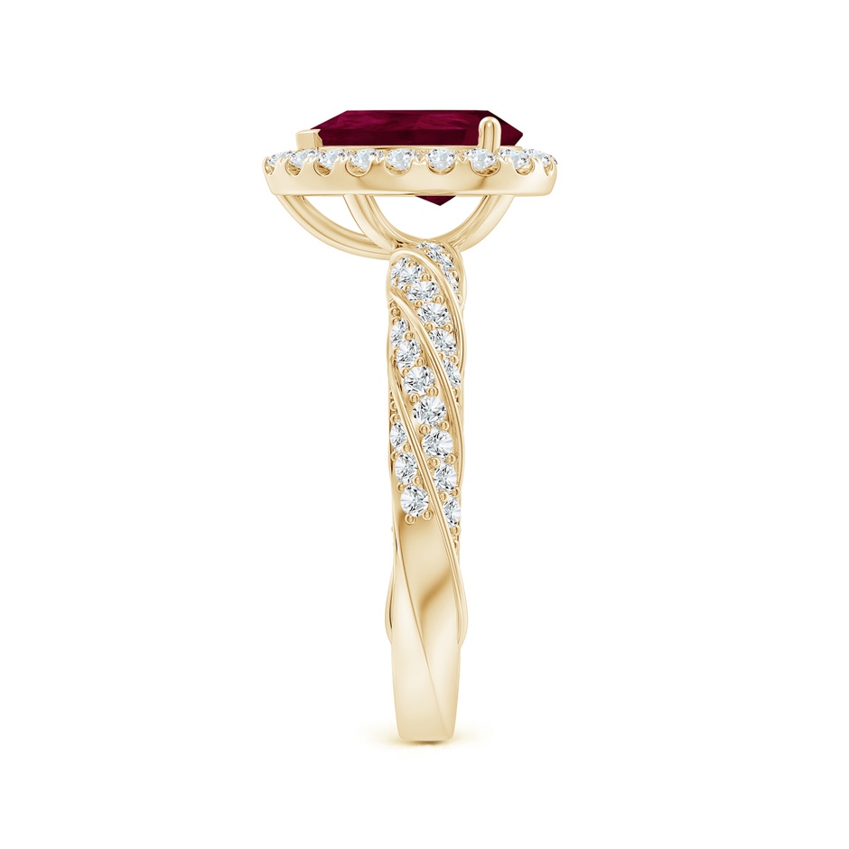 9x7mm A Pear Ruby Halo Twisted Rope Shank Engagement Ring in Yellow Gold side 299