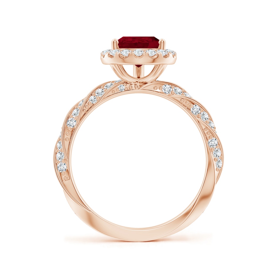 9x7mm AA Pear Ruby Halo Twisted Rope Shank Engagement Ring in Rose Gold side 199