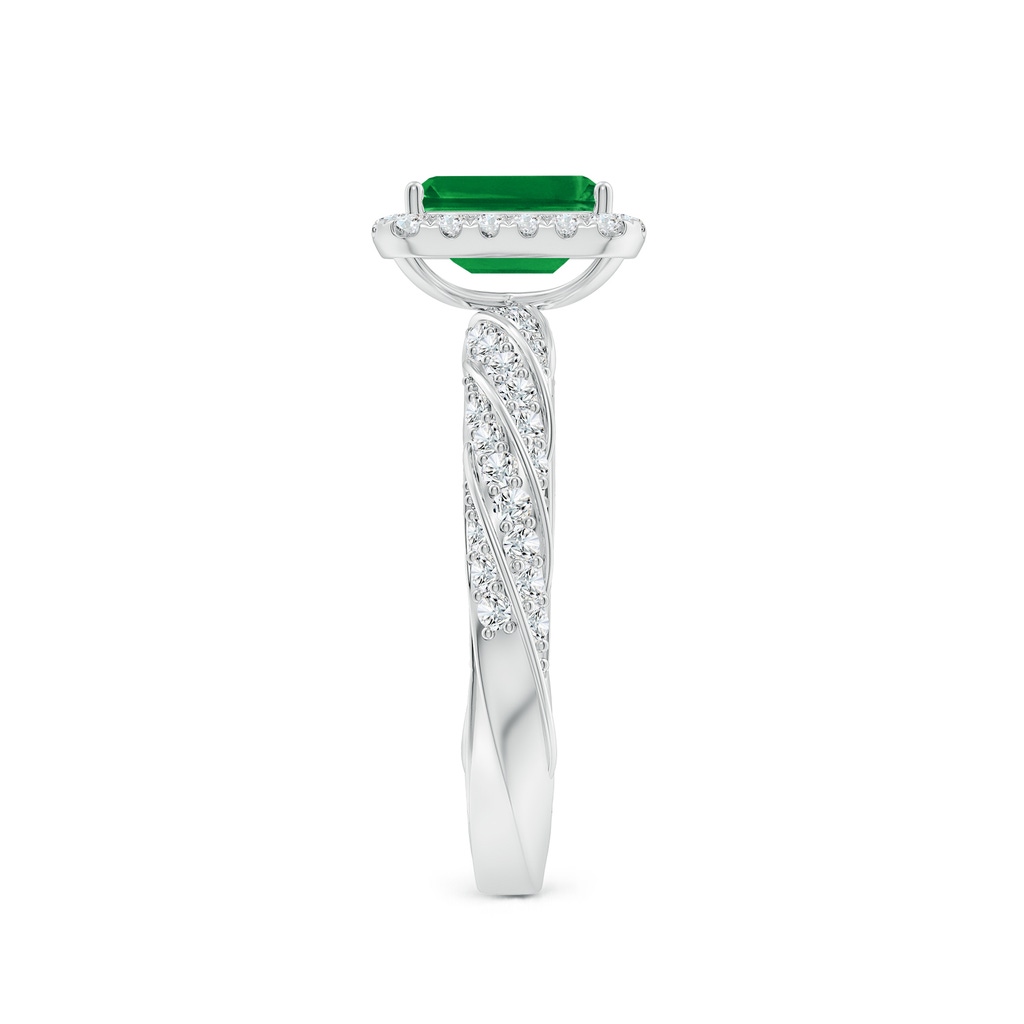 7x5mm AAA Emerald-Cut Emerald Halo Twisted Rope Shank Engagement Ring in White Gold Side 299