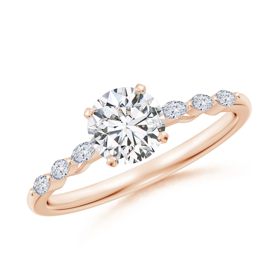 5.9mm HSI2 Round Diamond Engagement Ring with Marquise Accents in Rose Gold 