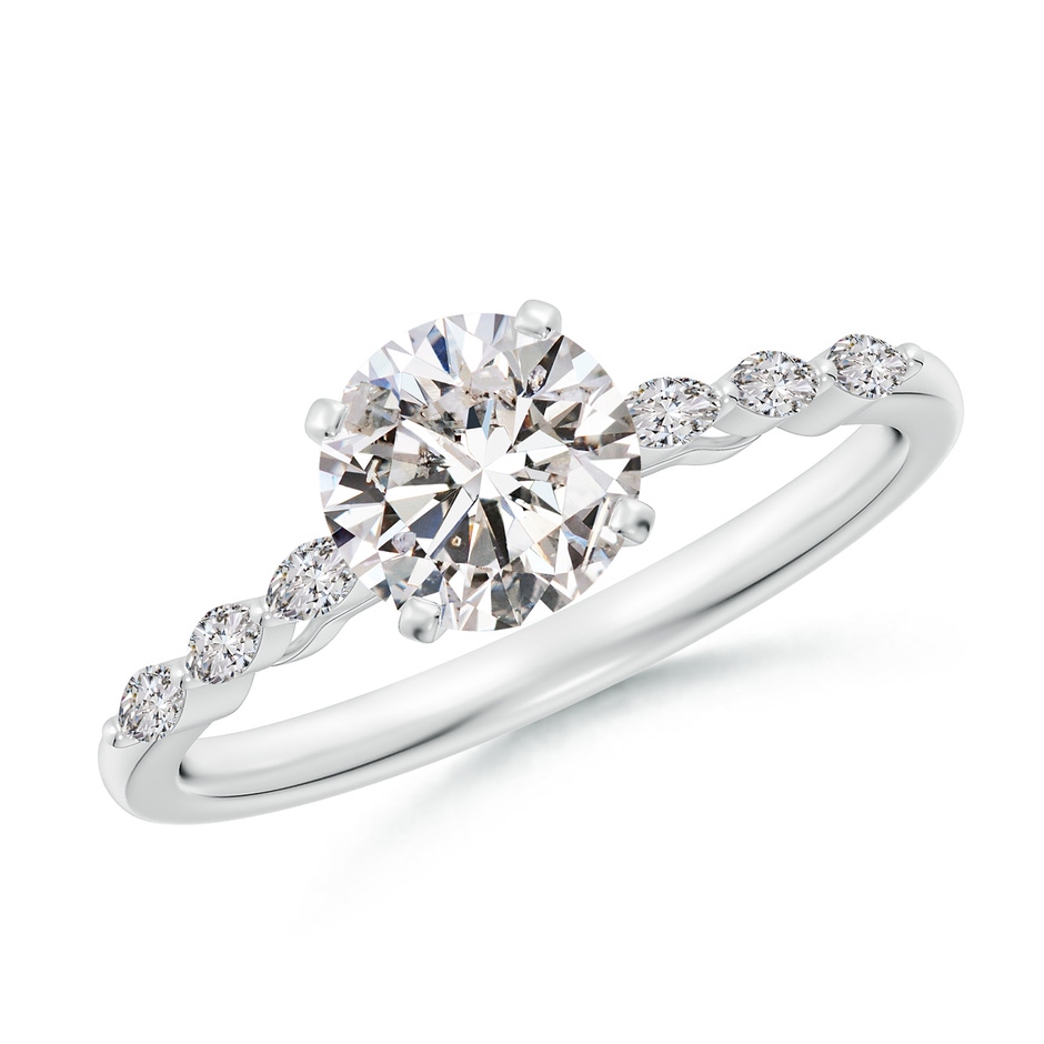 6.4mm IJI1I2 Round Diamond Engagement Ring with Marquise Accents in P950 Platinum 