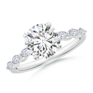 8mm HSI2 Round Diamond Engagement Ring with Marquise Accents in P950 Platinum