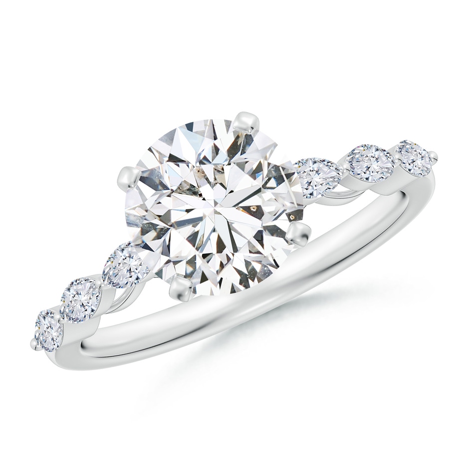 8mm HSI2 Round Diamond Engagement Ring with Marquise Accents in White Gold 